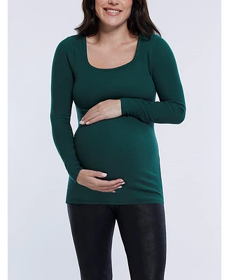 Motherhood Maternity Square Neck Rib Knit Long Sleeve Tee