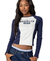 Edikted Womens Brooklyn Raglan Long Sleeve T Shirt