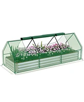 Outsunny 8.6 x 3 1ft Raised Garden Bed with Mini house,