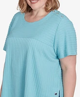 Alfred Dunner Plus Classic Solid Textured Short Sleeve Tee