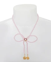 Betsey Johnson Faux Stone Sweetheart Beaded Bow Bib Necklace