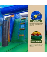 Xjump T-Rex Dinosaur Inflatable Water Slide Bounce House Combo with Splash Pool (with Air Blower), Commercial Grade, 100% Pvc Vinyl, for Kids and Adul