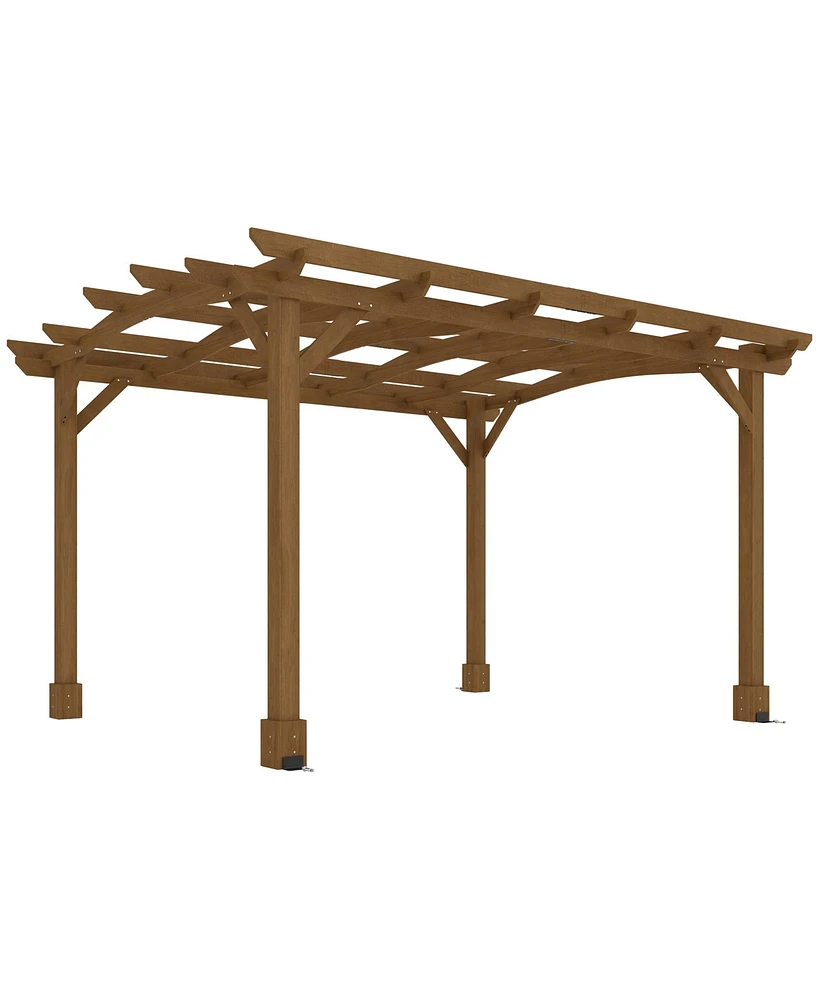 Outsunny 10' x 12' Outdoor Pergola, Wood Gazebo w/ Arched Roof,