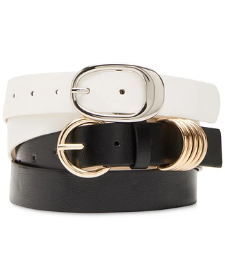 Steve Madden 2-Pc. Multi-Keeper Faux-Leather Belt Set