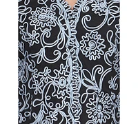 Alex Evenings Women's 3/4-Sleeve Embroidered Blouse