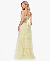 Blondie Nites Juniors' Tiered-Mesh Cut-Out Dress