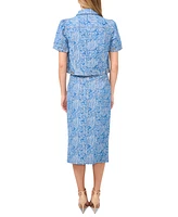 CeCe Women's Floral Denim Split-Front Midi Skirt