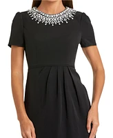 Women's Rhinestone Neckline Column Dress