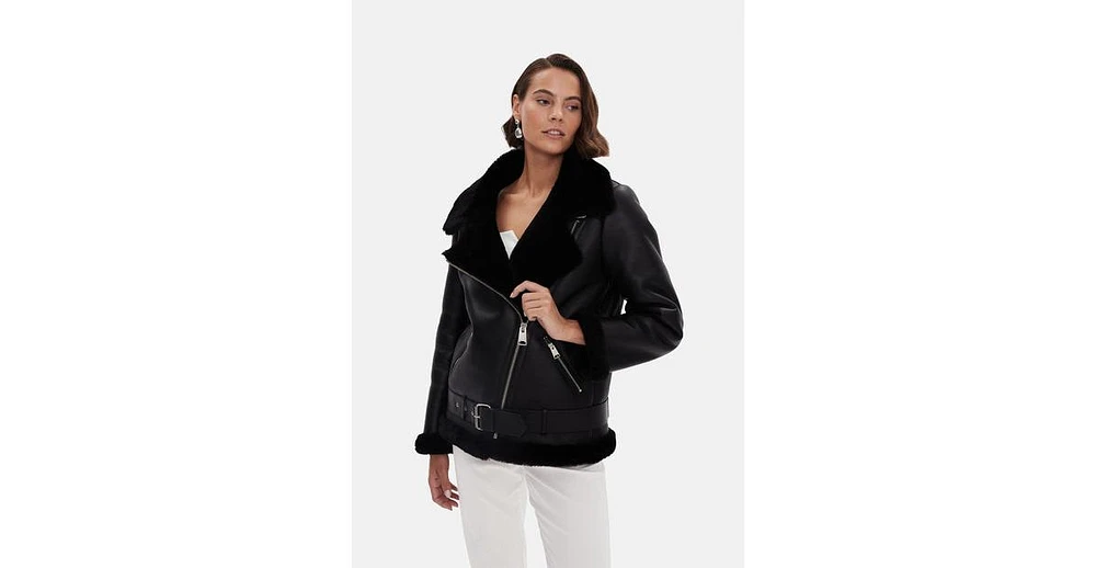 Furniq Uk Women's Genuine Shearling Jacket
