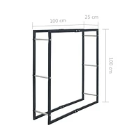 Firewood Rack Black 39.4"x9.8"x39.4" Steel