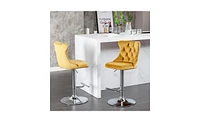 Slickblue Furniture,Swivel Velvet Barstools Adjusatble Seat Height, Modern Upholstered Chrome base Bar Stools with Backs Comfortable
