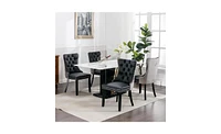 Slickblue Furniture,Modern, High-end Tufted Solid Wood Contemporary Pu and Velvet Upholstered Dining Chair with Legs Nailhead Trim 2-Pcs Set