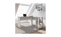 Modern L-Shaped Desk with Side Shelves for Organized Workspace and Efficient Storage