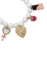 Betsey Johnson Faux Stone Sweetheart Charm Stretch Bracelet