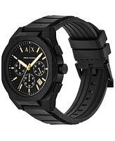 A|X Armani Exchange Men's Quartz Chronograph Black Silicone Watch, 42mm