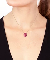 Effy Ruby (2-1/2 ct. t.w.) & Diamond (1/6 ct. t.w.) Mixed Cut Cluster Pendant Necklace in 14k Rose Gold, 17" + 1" extender