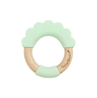 GooseWaddle Green Lion Circle Silcone + Wood Teether