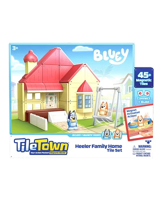 Tile Town Bluey Heeler Home Magnetic Tiles Playset, 46 Piece