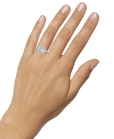 Diamond Emerald Shaped Halo Cluster Engagement Ring (1/2 ct. t.w.) in 14k White Gold