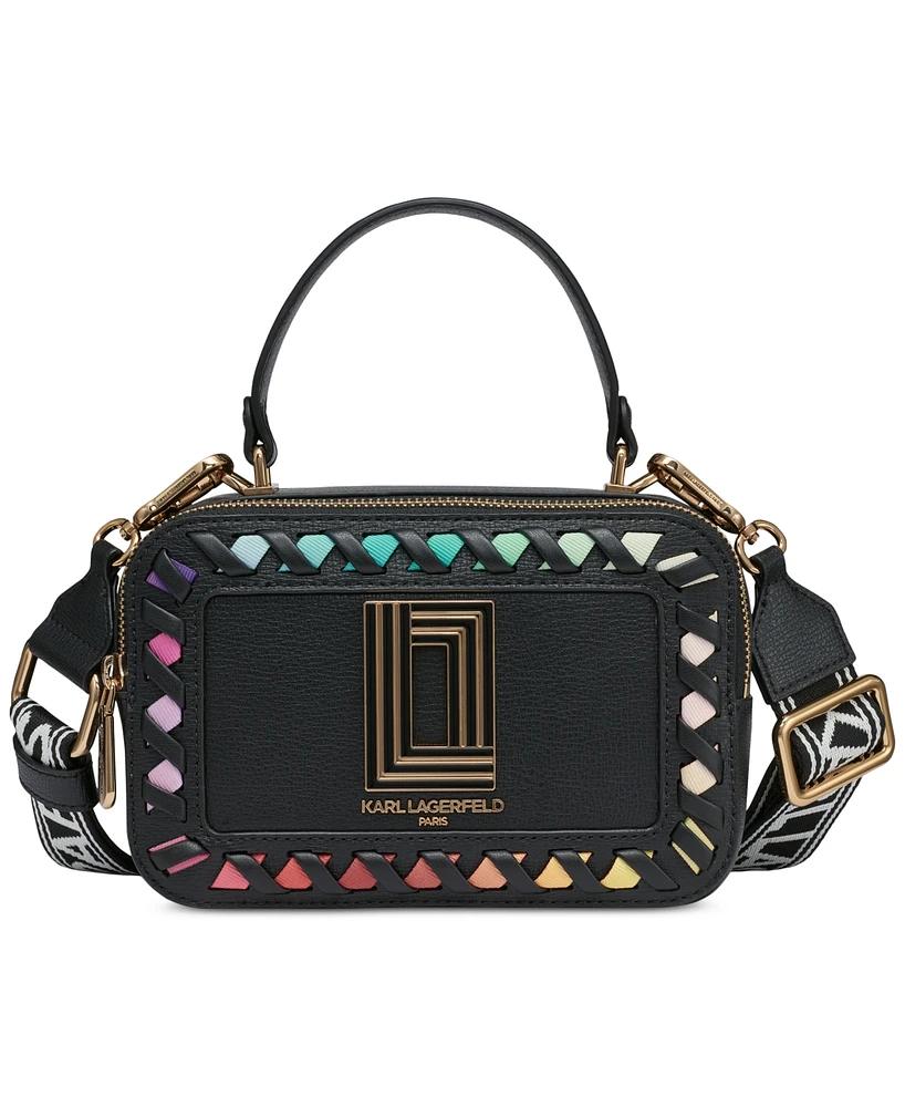 Karl Lagerfeld Paris Simone Camera Crossbody with Rainbow Stitching