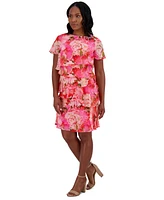 Jessica Howard Petite Chiffon Asymmetrical-Tiered Dress