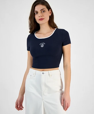 Guess Women's Marigold Ribbed Tennis Cropped Tee