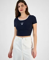 Guess Women's Marigold Ribbed Tennis Cropped Tee