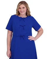 Jessica Howard Plus Bow-Trim Fit & Flare Dress