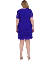 Jessica Howard Plus Lace Short-Sleeve A-Line Dress