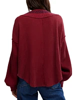 Free People Women's Holly Henley Embroidered Cotton Top