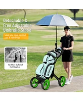 4 Wheels Golf Push Cart with Brake Scoreboard Adjustable Handle