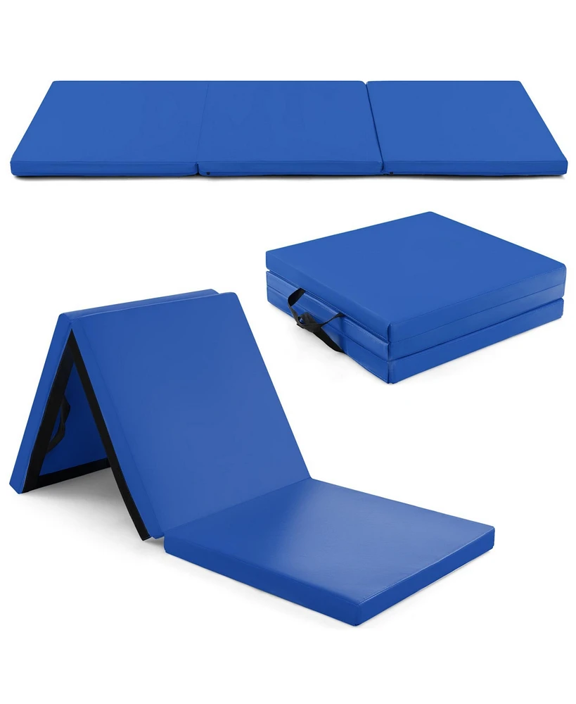 6 x 2 Ft Tri-Fold Gym Mat with Handles and Removable Zippered Cover