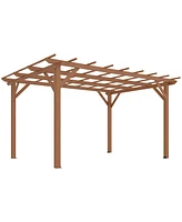 Outsunny 10' x 13' Outdoor Pergola, Wood Gazebo Grape Trellis,