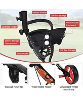 Foldable 3 Wheels Push Pull Golf Trolley with Scoreboard Bag