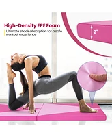 4-Panel Pu Leather Folding Exercise Gym Mat with Hook and Loop Fasteners