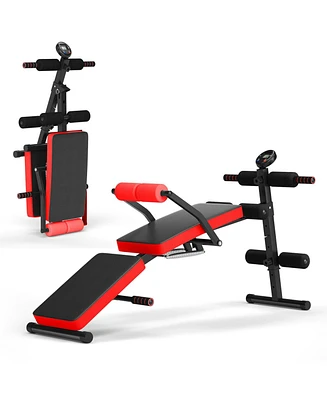 Kuyotq Multi-Functional Foldable Weight Bench Adjustable Sit-up Board with Monitor