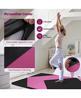 4-Panel Pu Leather Folding Exercise Gym Mat with Hook and Loop Fasteners