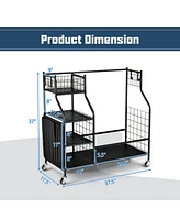 Double Golf Bag Organizer with Lockable Universal Wheels