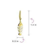 Bling Jewelry Nautical Ocean Lever back Dangle Earrings Fishbone 14K Gold Plated Sterling Silver
