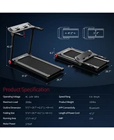 3.75HP Folding Treadmill Electric Running Machine with Bluetooth App Self-standing