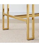 25'' Counter Height Bar Stool with Gold Metal Legs, Chenille Upholstery, Curved Back and Armrest, 1 Unit-Maison Boucle