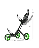 Folding 3 Wheels Golf Push Cart with Brake Scoreboard Adjustable Handle