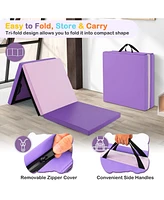 6 x 2 Ft Tri-Fold Gym Mat with Handles and Removable Zippered Cover