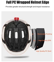 Batfox Bike Helmet for Adults Youth,w/Rechargeable Led Safety Rear Light,Eye Shield Goggles L(58-62CM)