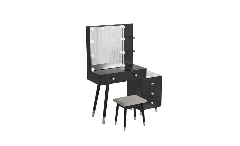 Slickblue Mirror Cabinet with Led Strips – Modern Bathroom Storage Cabinet with Adjustable Shelves