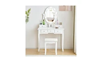 Bedroom Vanity Table with Adjustable Light Mirror – Makeup Desk with Storage & Stool Option