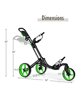Folding Golf Push Cart with Scoreboard Adjustable Handle Swivel Wheel