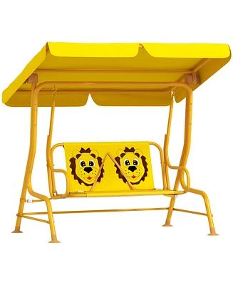 Qaba Kids Patio Swing, 2-Seater Outdoor Porch Swing Chair,