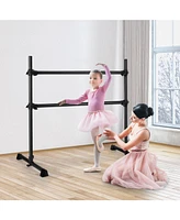 4 Feet Portable Double Freestanding Ballet Barre Dancing Stretching Black