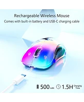 memzuoix 2.4G Led Wireless Mouse, Rechargeable Ergonomic Mouse with Detachable Cover, 1200 Dpi Portable Optical Computer Mouse with Usb Receiver for L